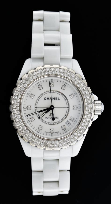 chanel j12 38|j12 Chanel watch with diamonds.